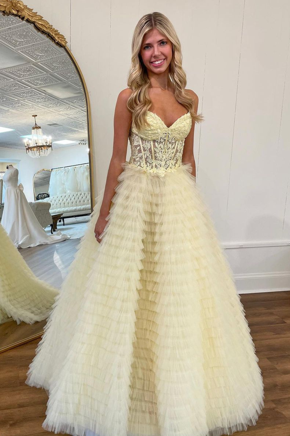 Gorgeous Pink A-Line Sweetheart Lace Up Long Tulle Prom Dress With Split