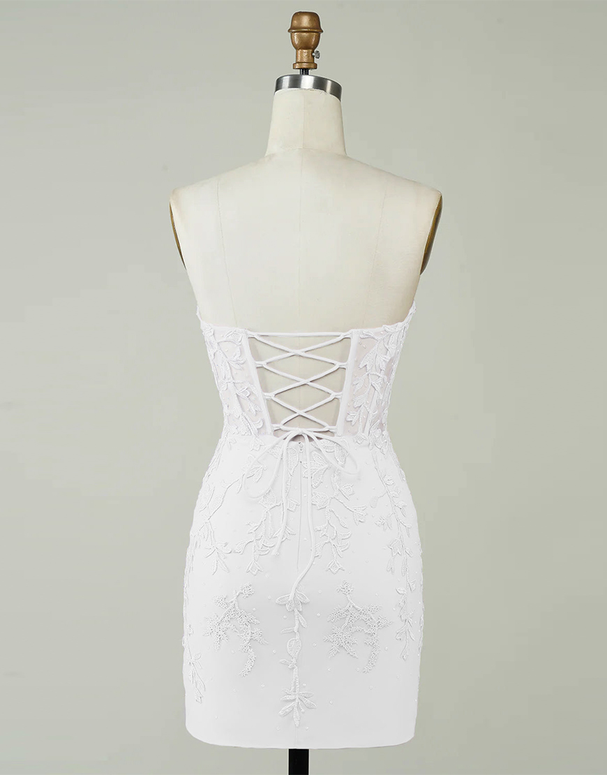 Light Green Strapless Corset Back Tight Homecoming Dress