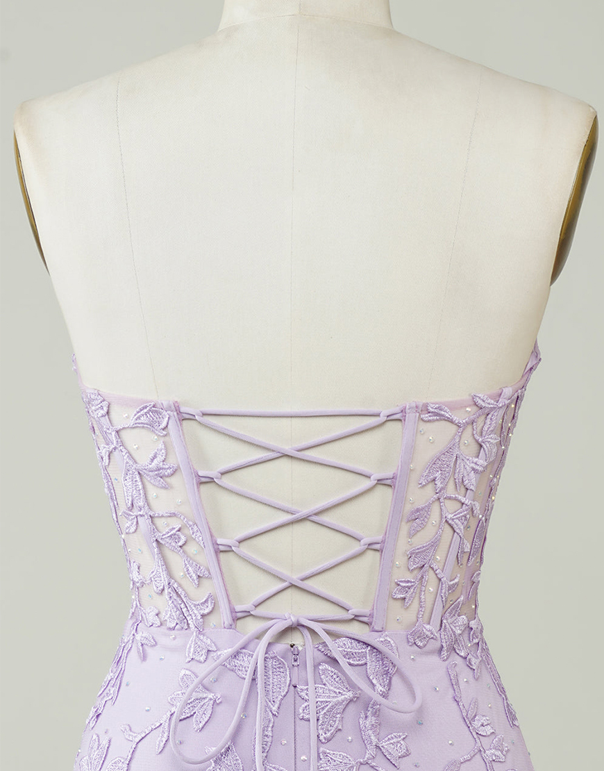 Light Green Strapless Corset Back Tight Homecoming Dress