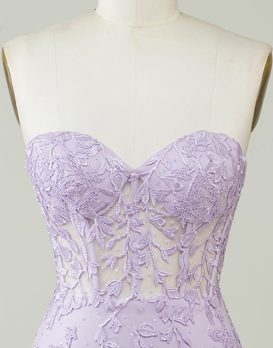 Light Green Strapless Corset Back Tight Homecoming Dress