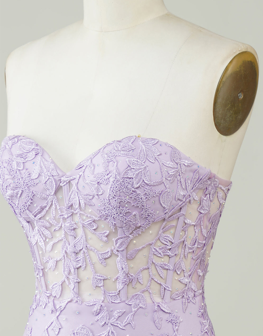 Light Green Strapless Corset Back Tight Homecoming Dress