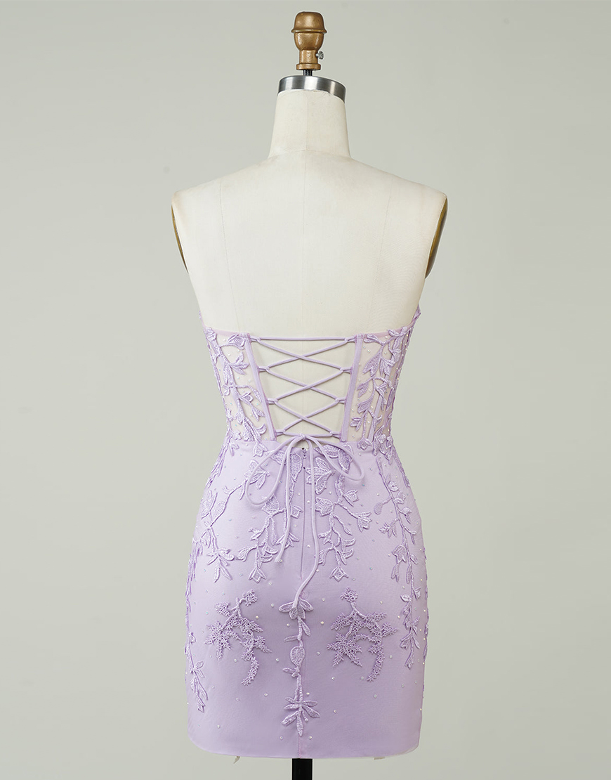 Light Green Strapless Corset Back Tight Homecoming Dress