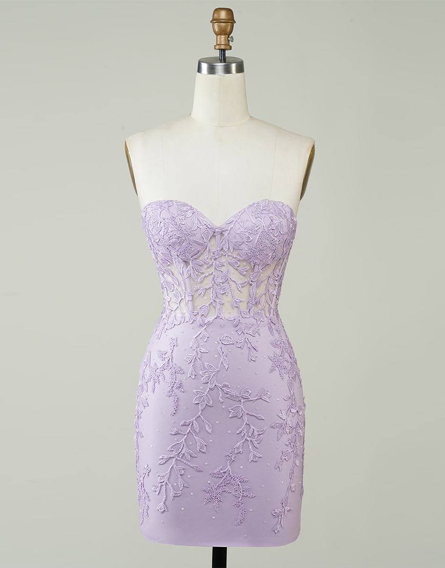 Light Green Strapless Corset Back Tight Homecoming Dress