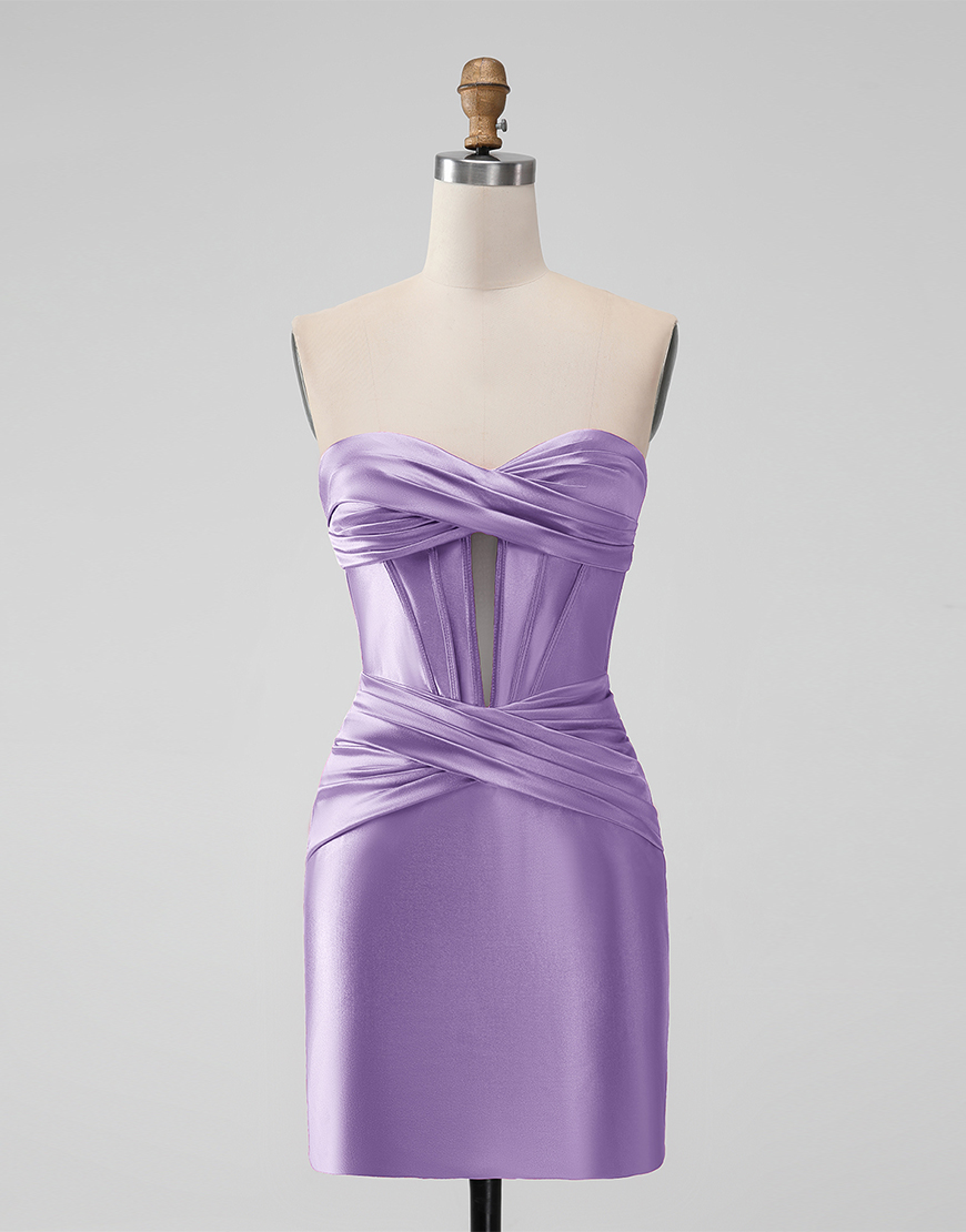 Dark Green Satin Strapless Tight Short Homecoming Dress