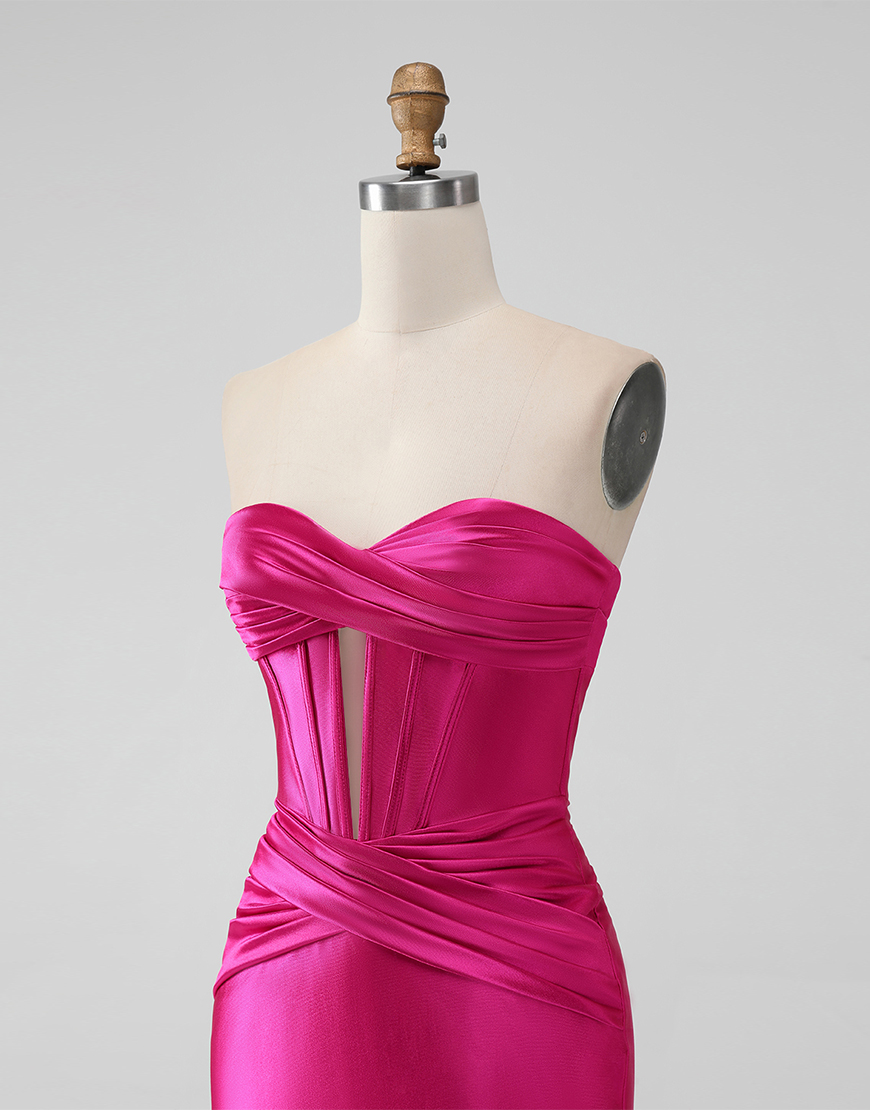 Dark Green Satin Strapless Tight Short Homecoming Dress