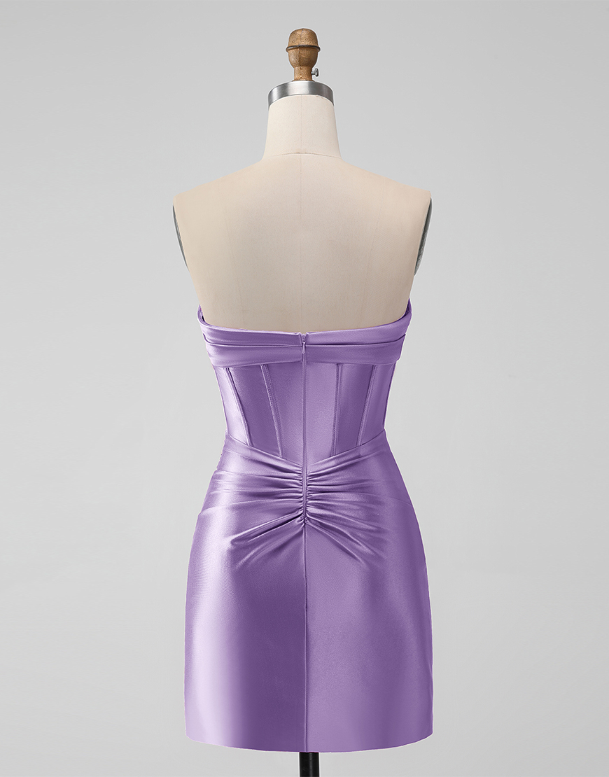 Turquoise Satin Strapless Tight Short Homecoming Dress