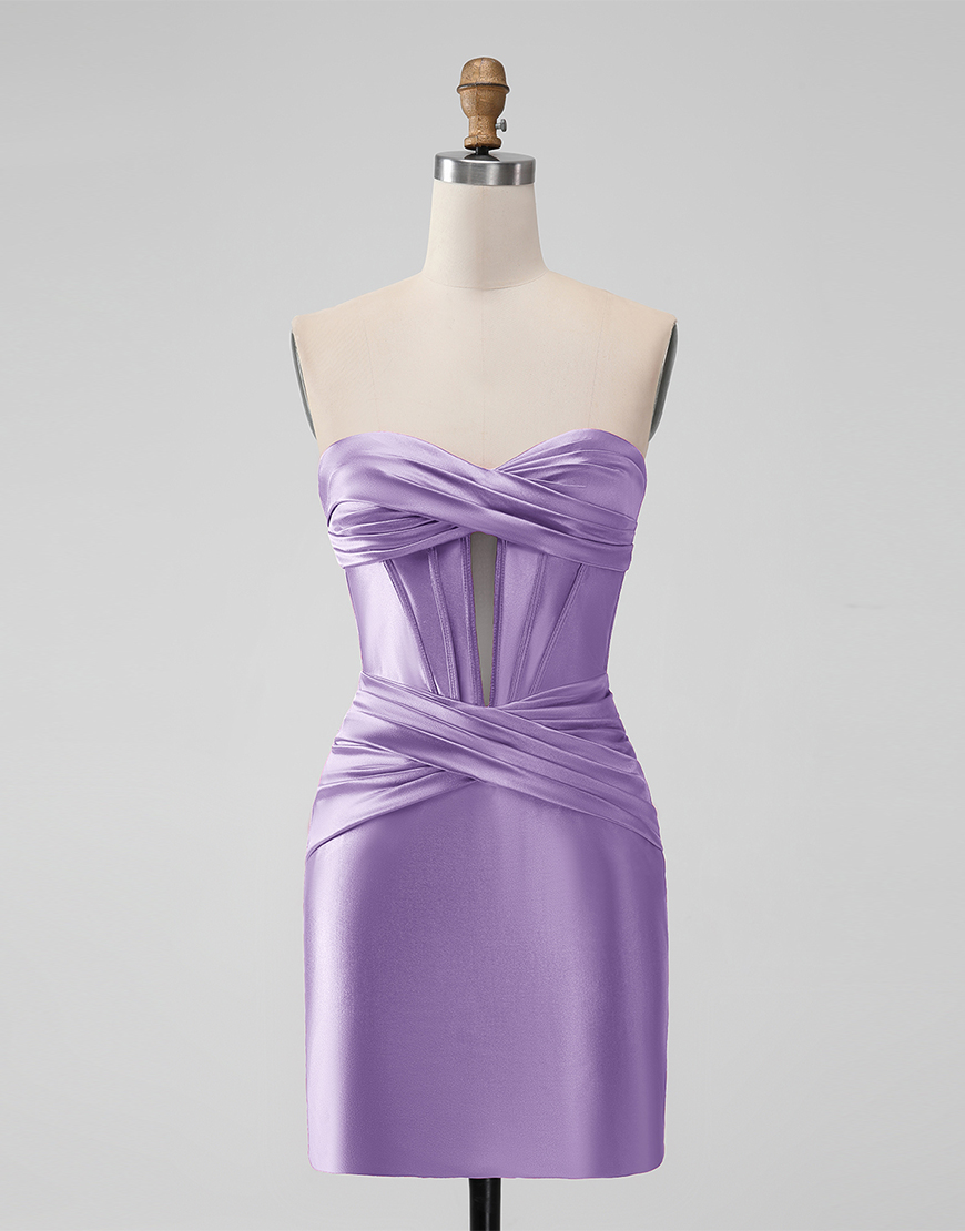 Turquoise Satin Strapless Tight Short Homecoming Dress