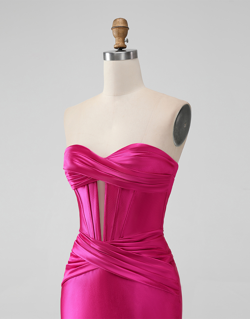 Turquoise Satin Strapless Tight Short Homecoming Dress