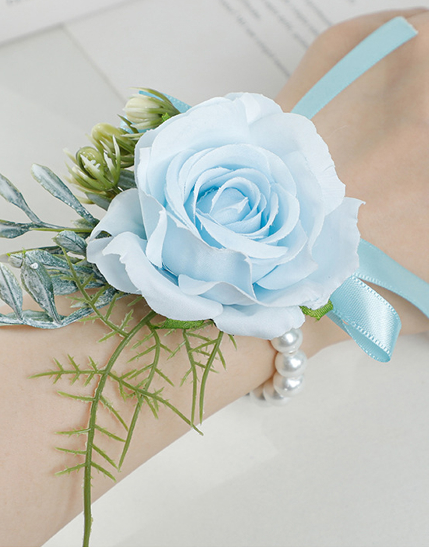 Blue Homecoming Pearl Wrist Corsage