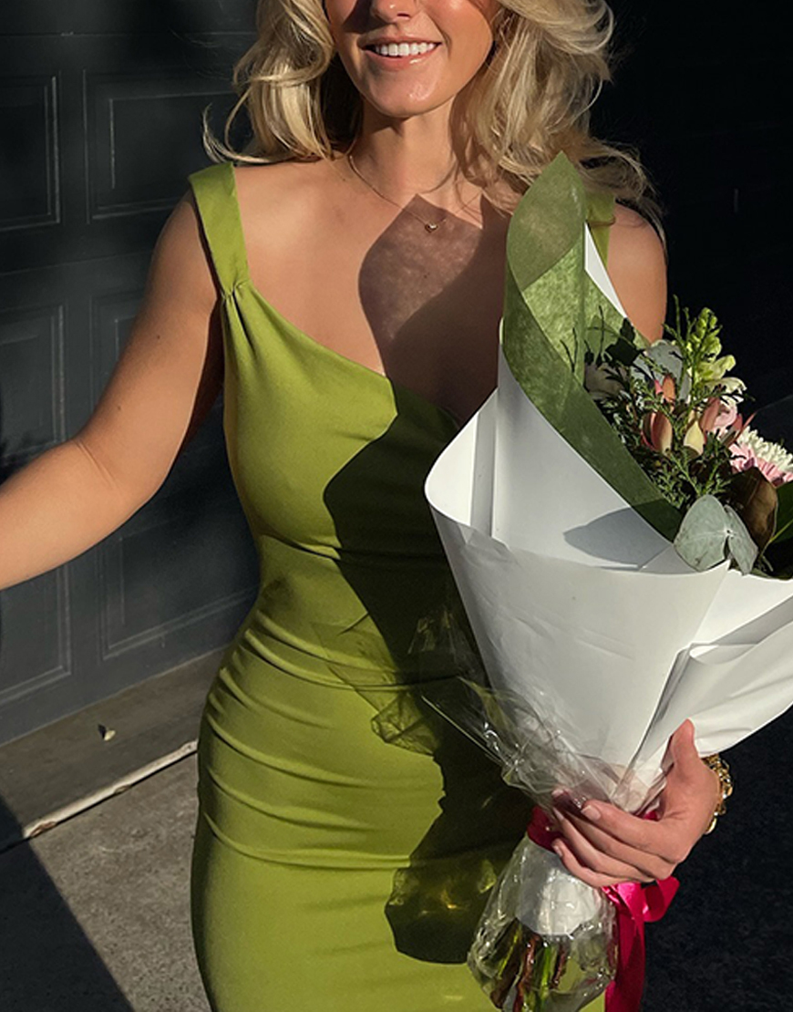 Mermaid Olive Thick Straps Backless Maxi Dress