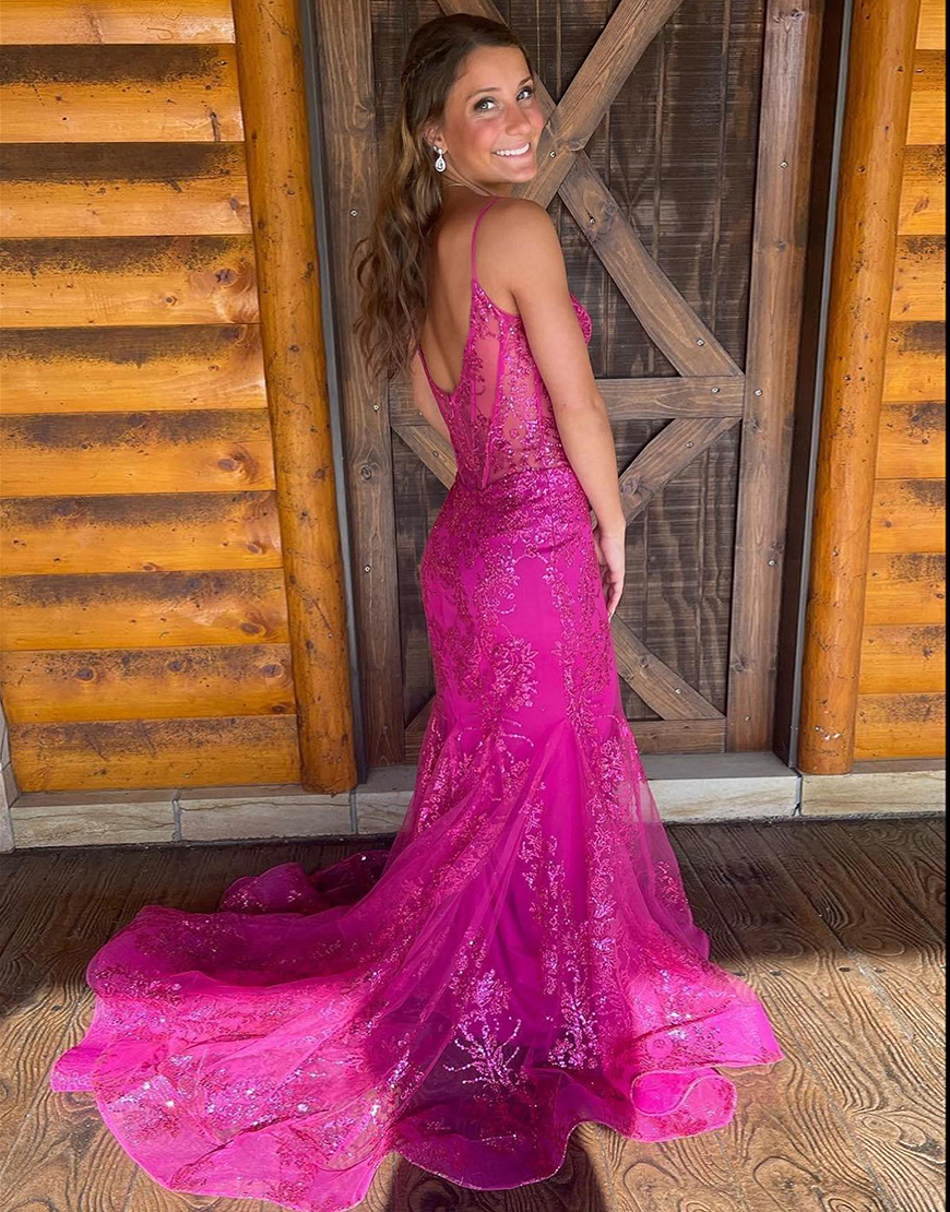 Peacock Mermaid Spaghetti Straps Prom Dress With Appliques