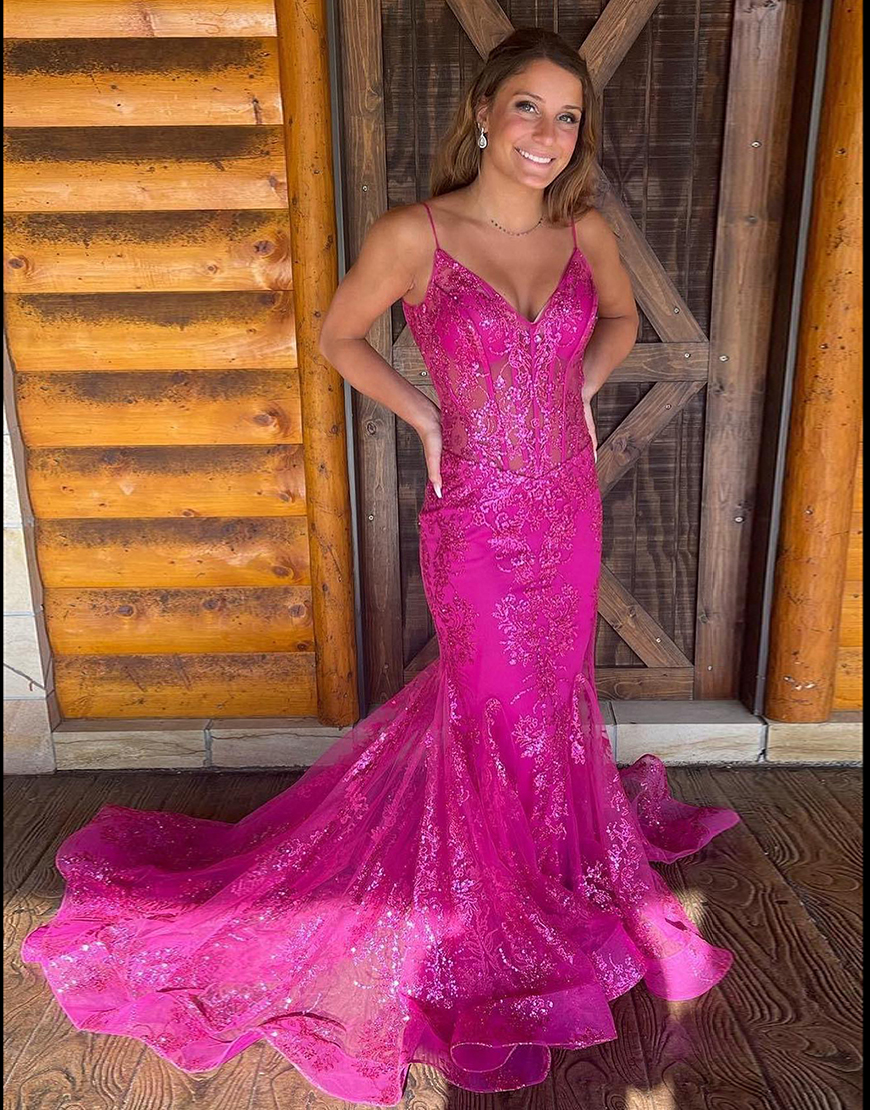 Peacock Mermaid Spaghetti Straps Prom Dress With Appliques