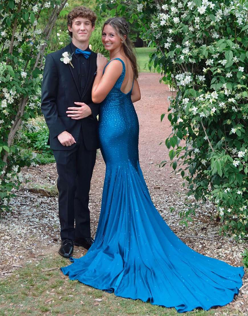Gorgeous Mermaid Deep V-Neck Court Train Prom Party Dress