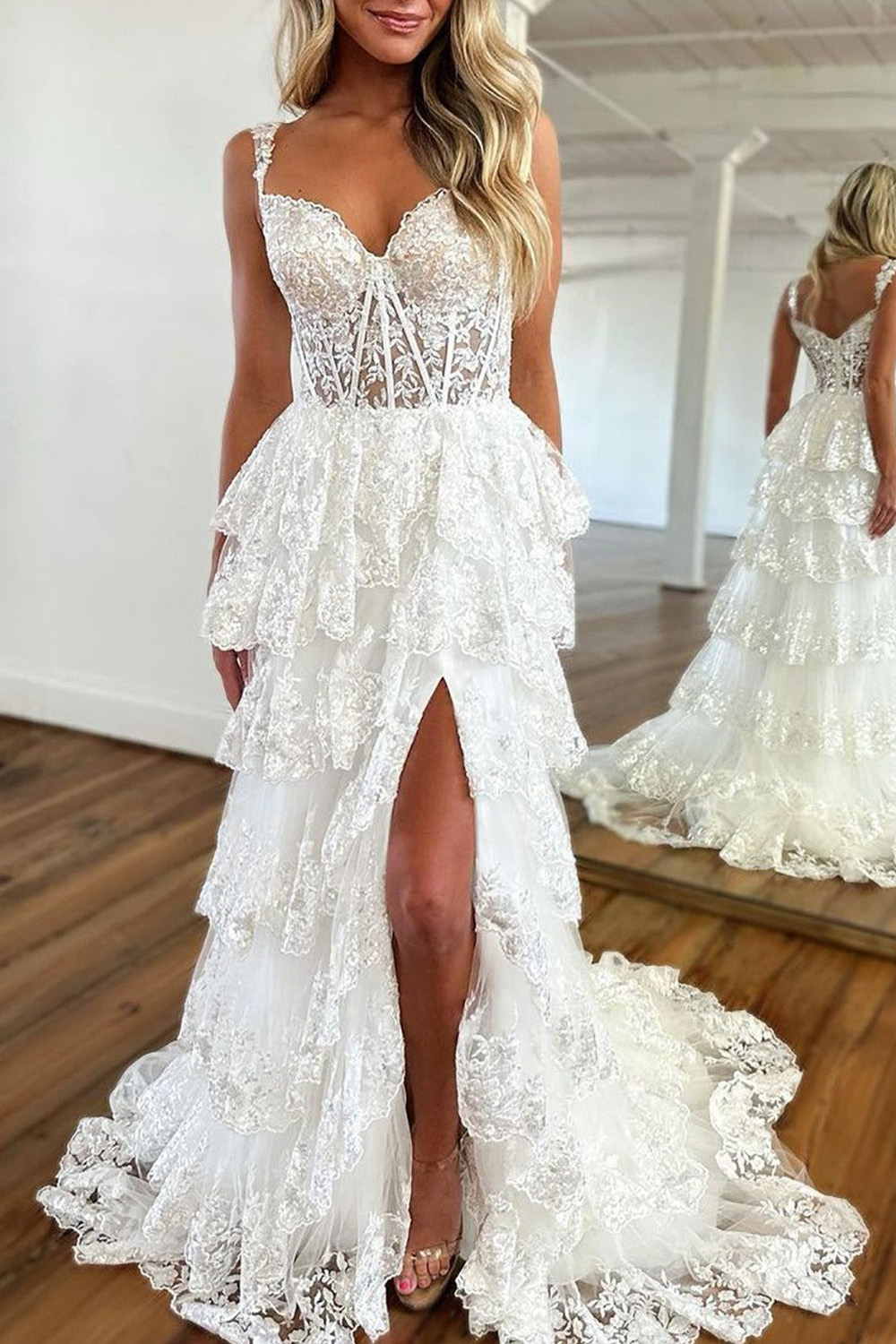 Gorgeous Lilac Off The Shoulder Ruffled Tiered Long Prom Dress With Split