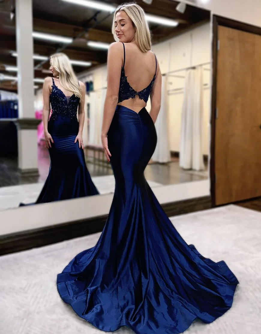 Red Mermaid Straps Neck Keyhole Back Long Prom Dress