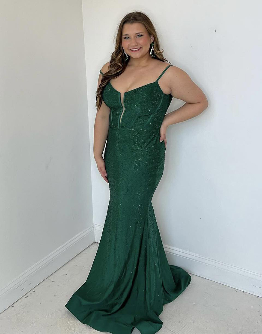 Sexy Spaghetti Straps Long Glitter Prom Dress