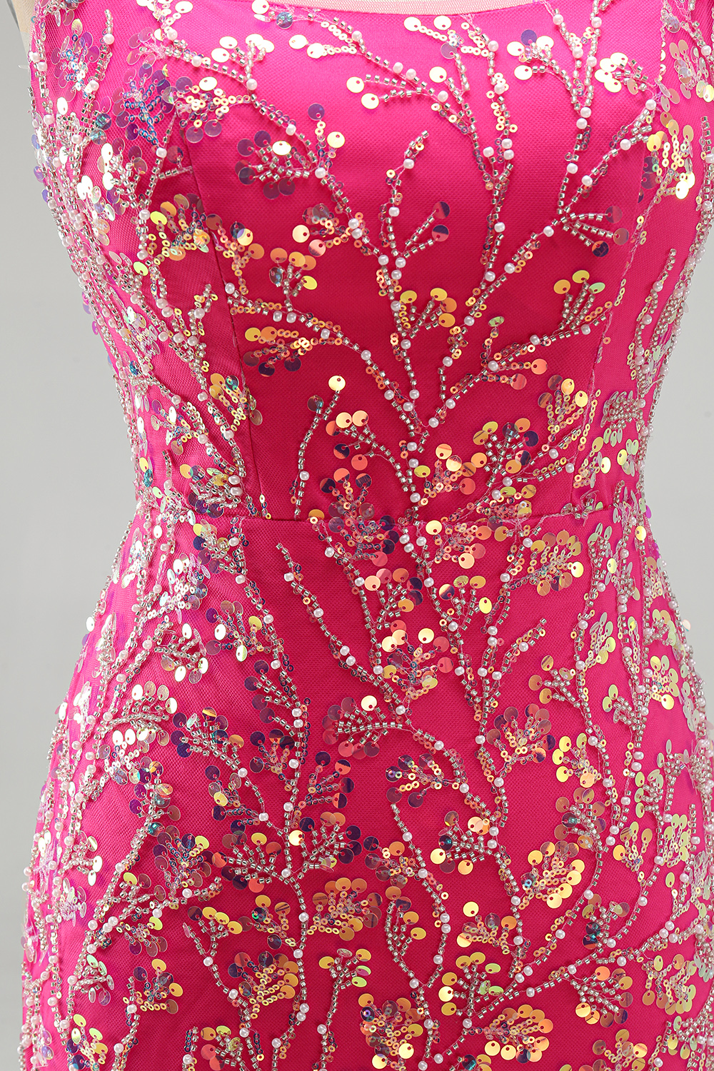 Elegant Fuchsia Beaded Tight Short Homecoming Dress with Fringes
