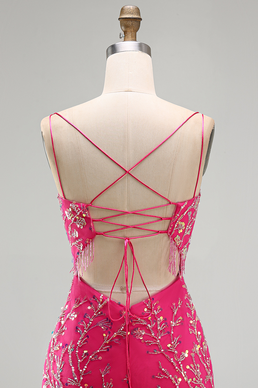 Elegant Fuchsia Beaded Tight Short Homecoming Dress with Fringes