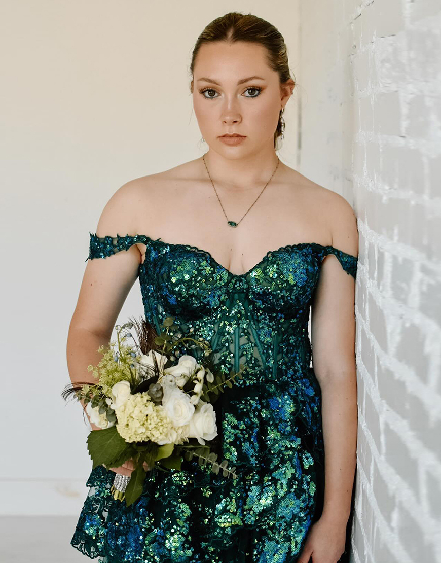 Trendy Gold A-Line Off The Shoulder Long Sequin Prom Dress with Split