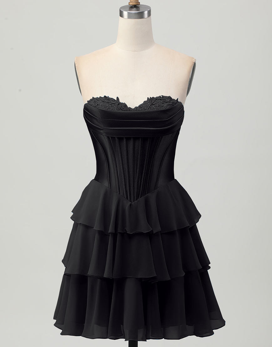 Blue Ruffled Sweetheart Short Corset Homecoming Dress with Lace