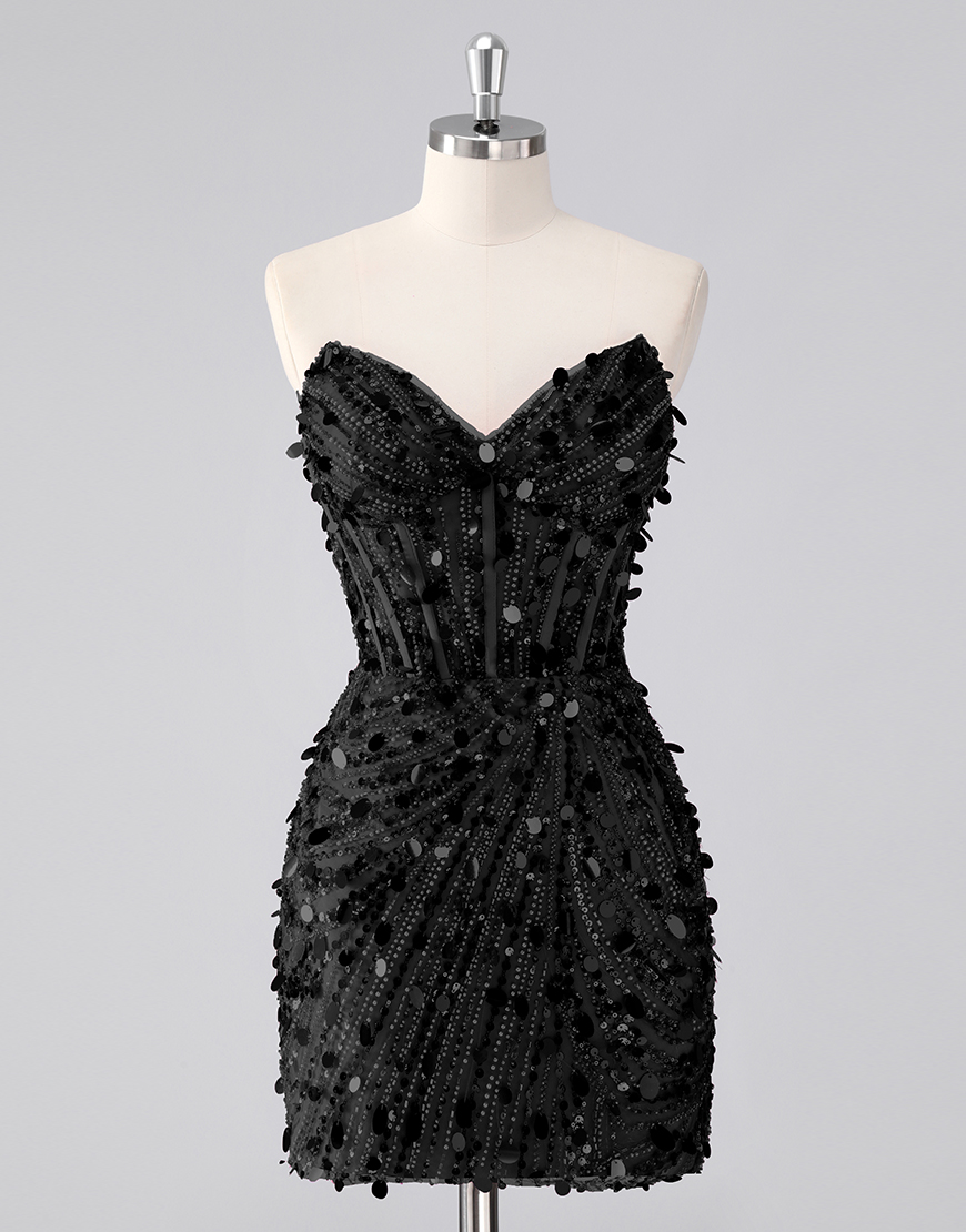 Sparkly Fuchsia Sequin Tight Sweetheart Short Corset Homecoming Dress