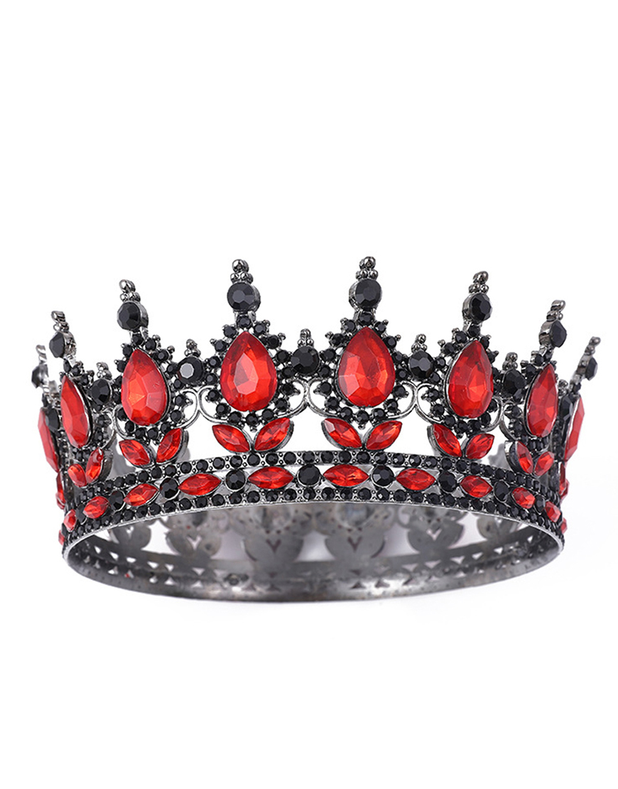 Golden Red Rhinestones Wedding Tiaras and Crown Princess Quinceanera Headpieces