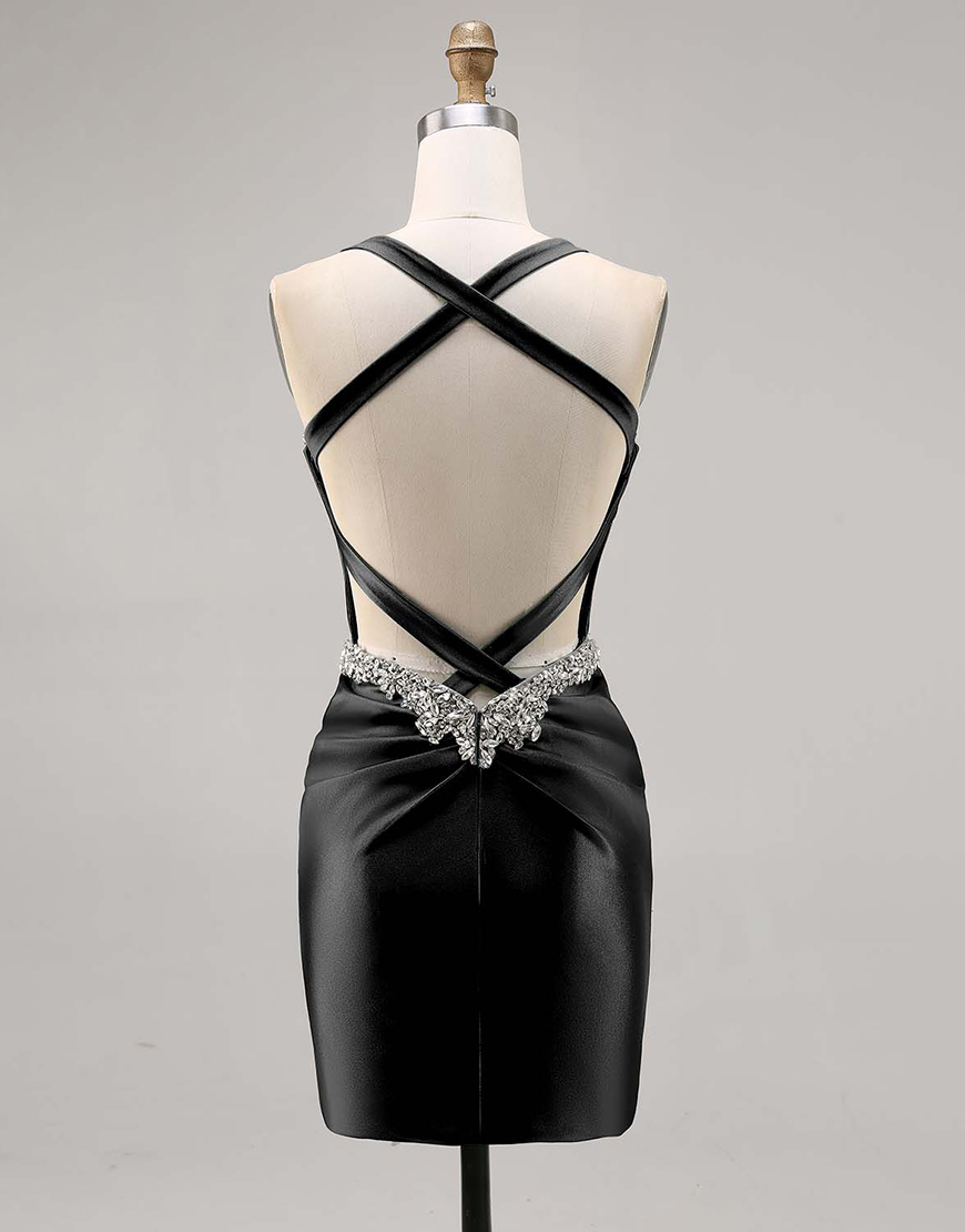 Sparkly Dark Green Tight Satin Short Corset Homecoming Dress with Beading