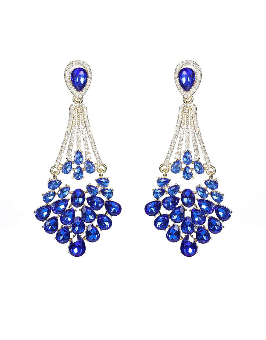 Royal Blue Rhinestone Stud Earrings