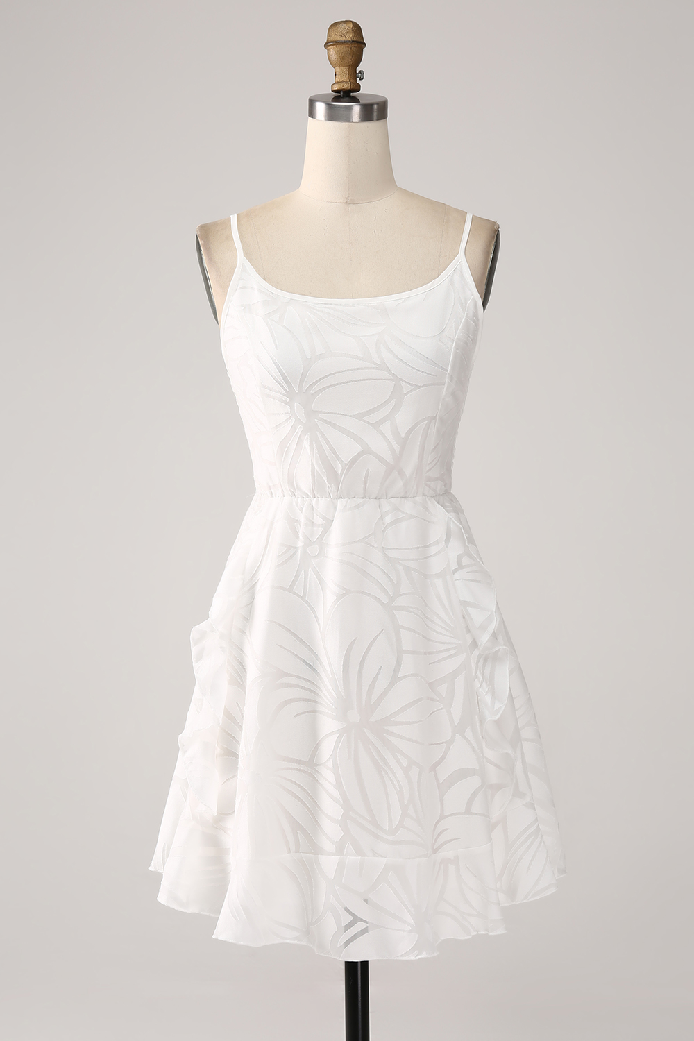 Sheath Spaghetti Straps Mini White Graduation Dress