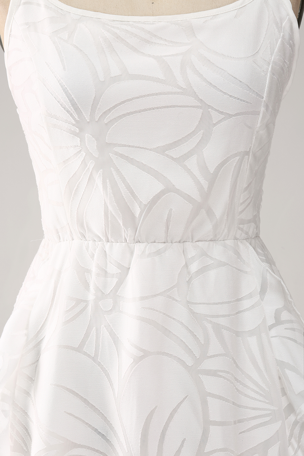 Sheath Spaghetti Straps Mini White Graduation Dress