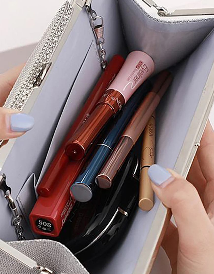 Silver Rhinestone Evening Clutch Bag