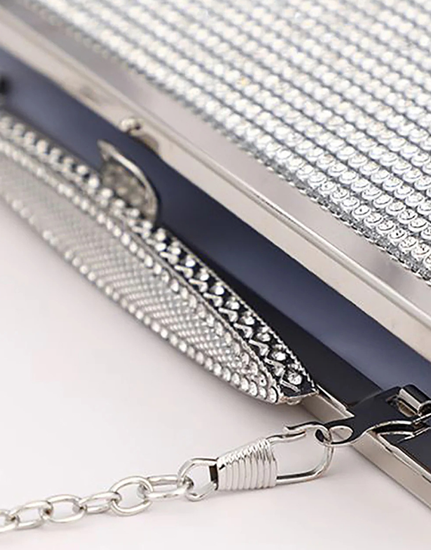 Silver Rhinestone Evening Clutch Bag