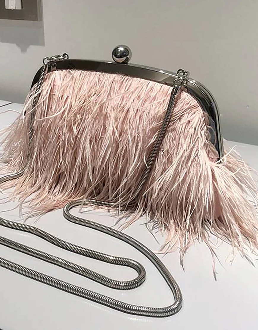 Blue Tassel Pearl Evening Party Clutch Bag