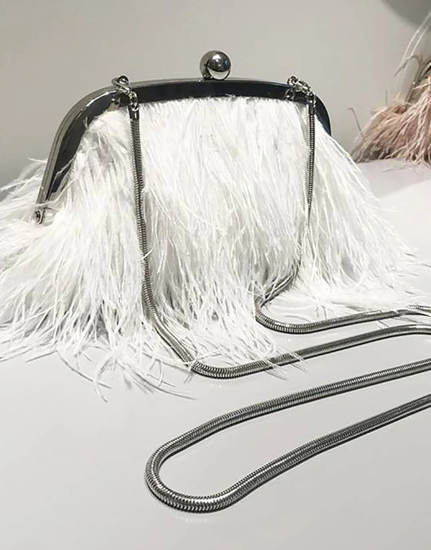 Blue Tassel Pearl Evening Party Clutch Bag