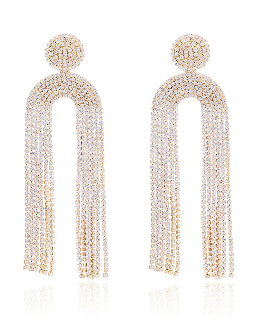 White Rhinestone Drop Earrings