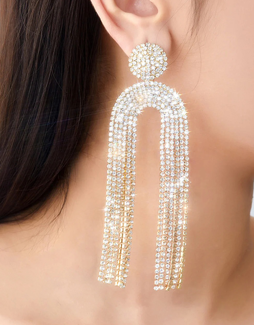 White Rhinestone Drop Earrings