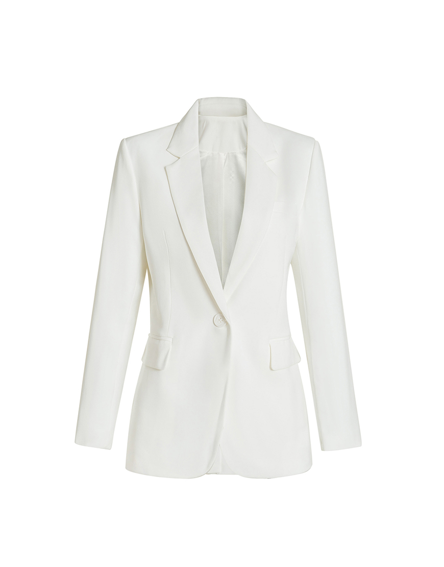 White Notched Lapel Women Party Blazer