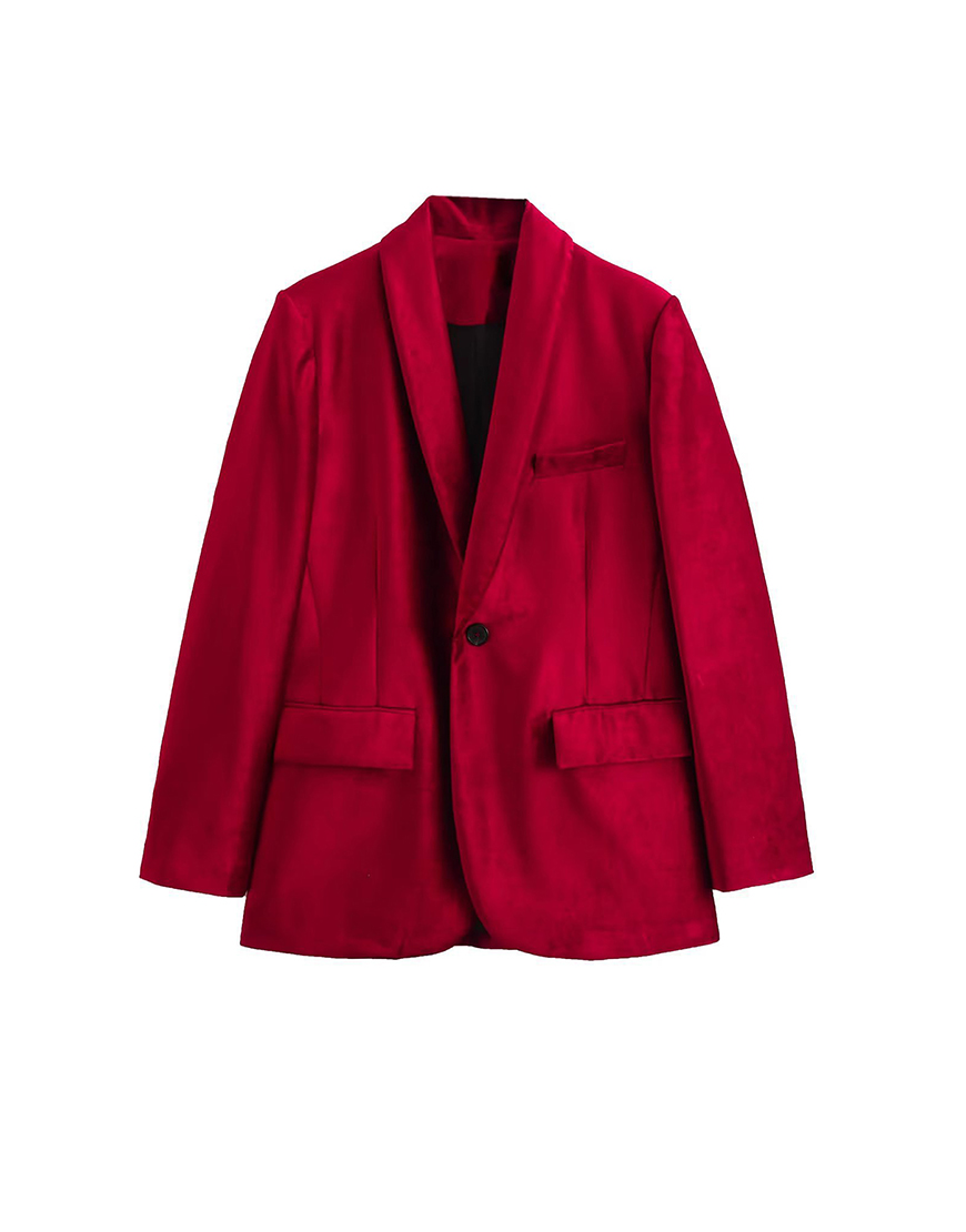 Burgundy Shawl Lapel One Button Women Party Blazer