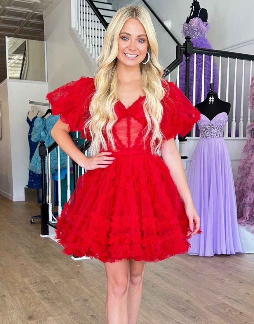 Cute Off The Shoulder A-Line Short Tulle Party Dress