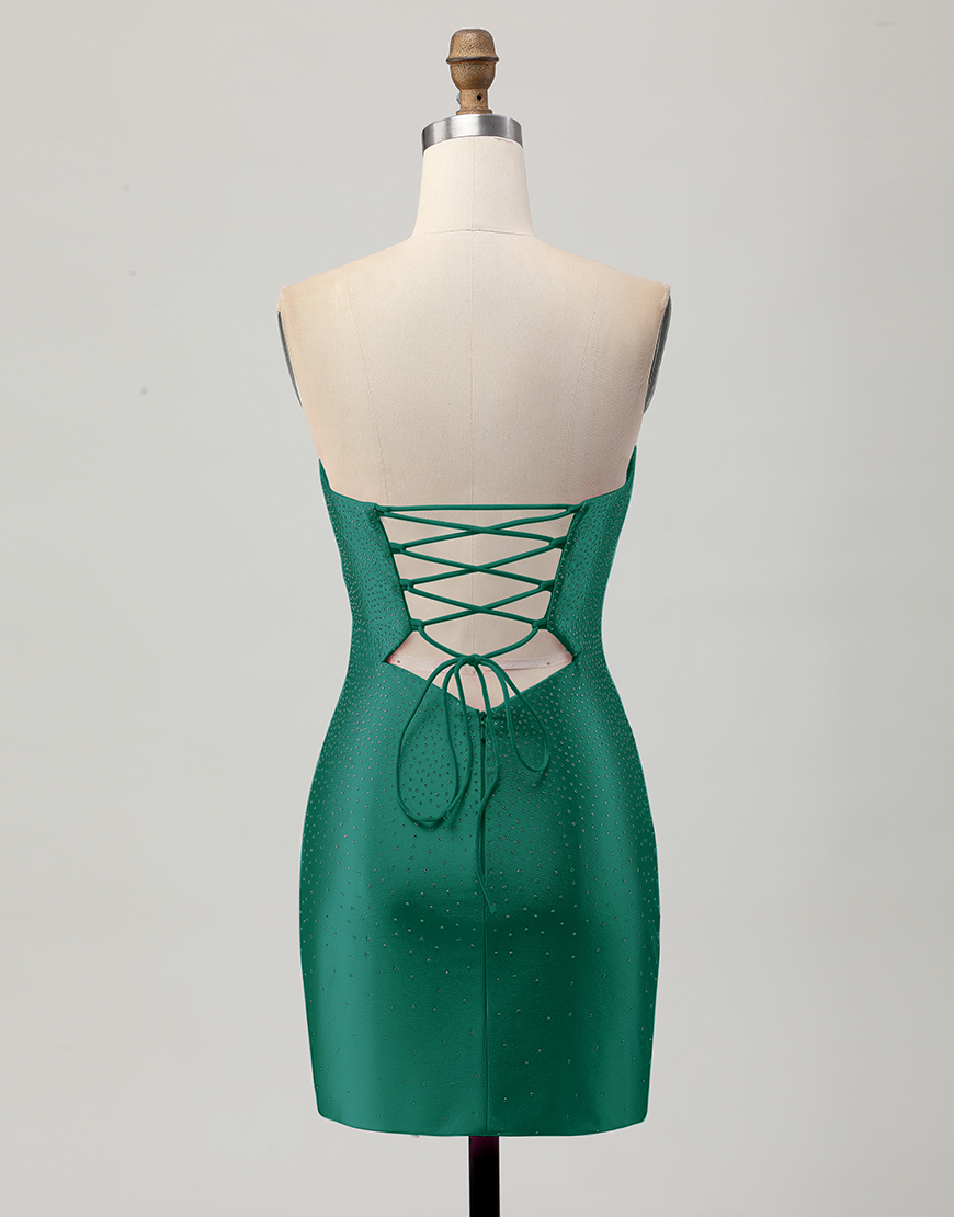 Sparkly Fuchsia Tight Short Beaded Homecoming Dress with Keyholes