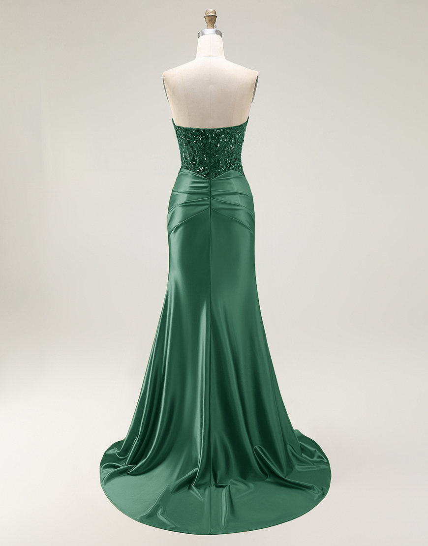 Sparkly Red Mermaid  Sweetheart Long Prom Dress with Sequins