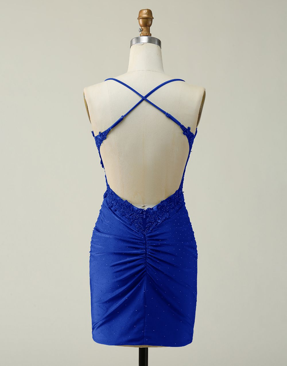 Dark Green Spaghetti Straps Cross Back Short Homecoming Dress