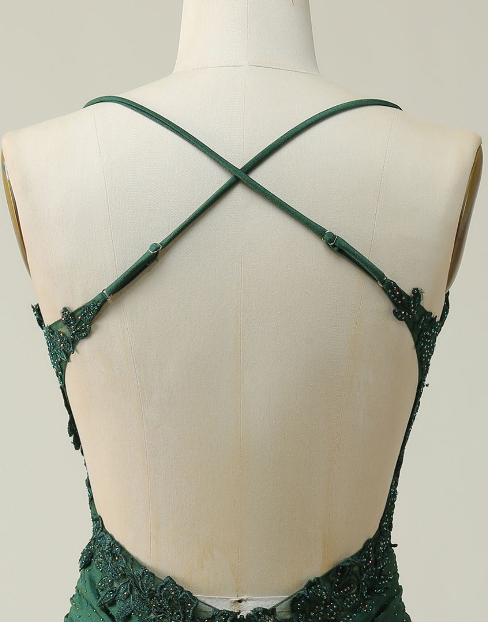 Dark Green Spaghetti Straps Cross Back Short Homecoming Dress