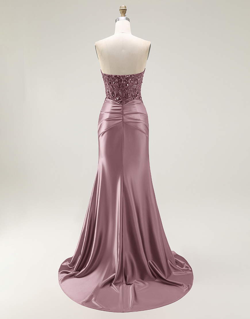 Sparkly Red Mermaid  Sweetheart Long Prom Dress with Sequins