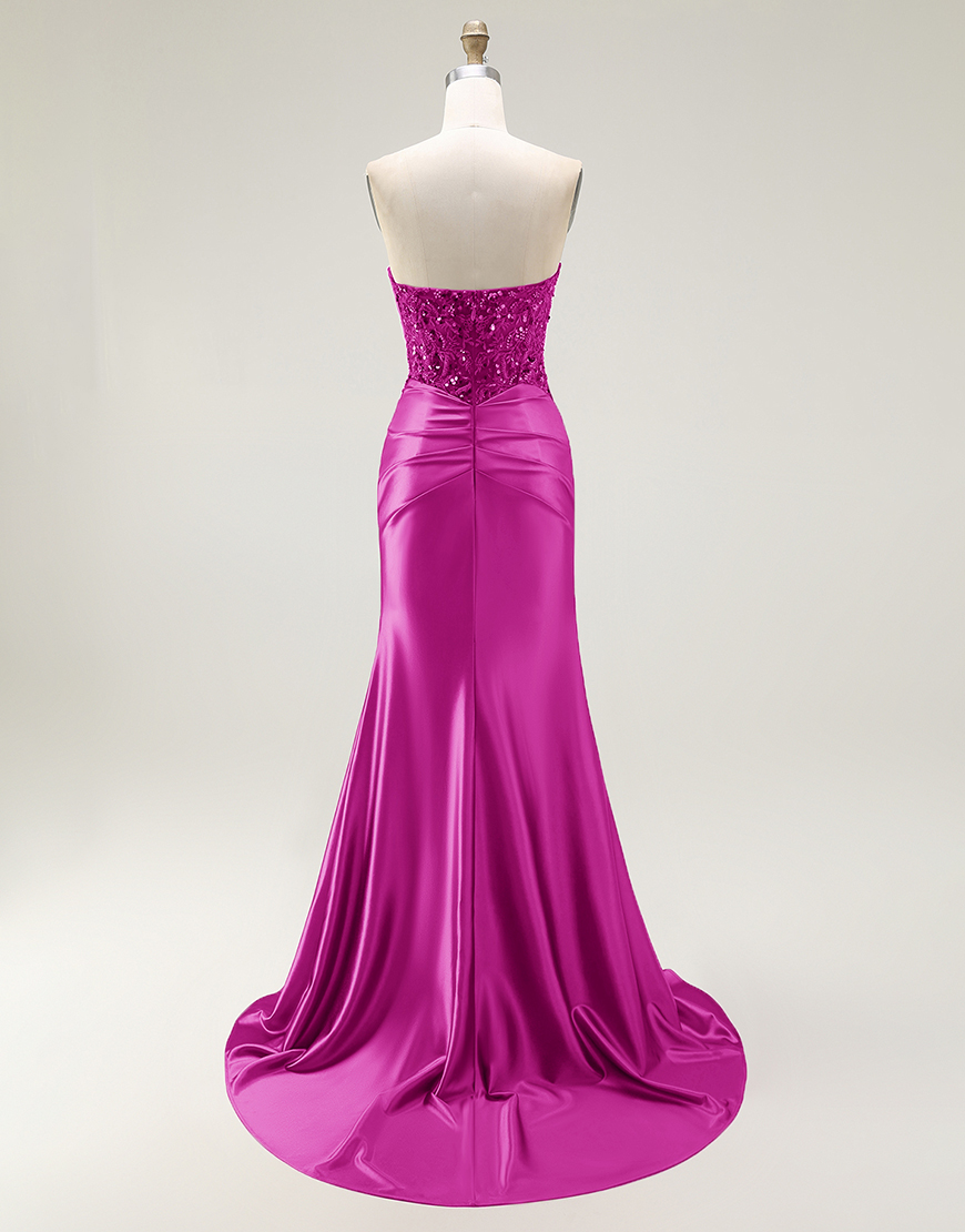 Sparkly Red Mermaid  Sweetheart Long Prom Dress with Sequins