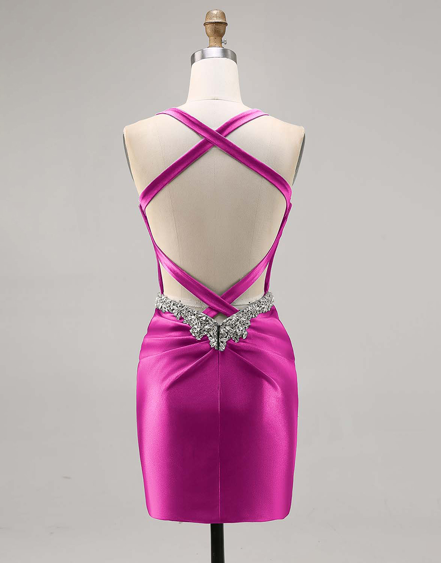 Sparkly Dark Green Tight Satin Short Corset Homecoming Dress with Beading