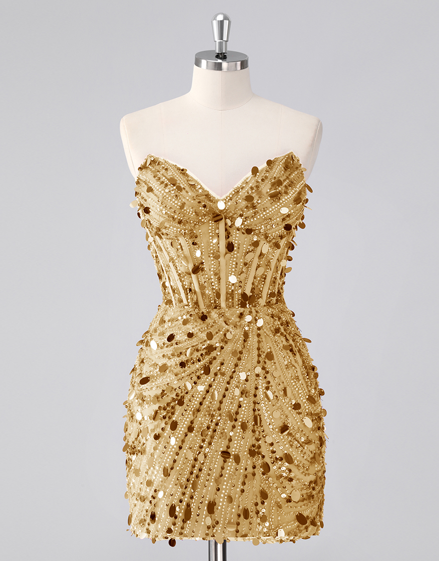 Sparkly Fuchsia Sequin Tight Sweetheart Short Corset Homecoming Dress