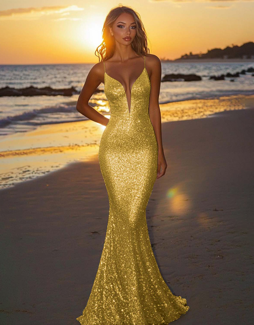 Sparkly Silver Spaghetti Straps Bodycon Long Prom Dress With Sequin