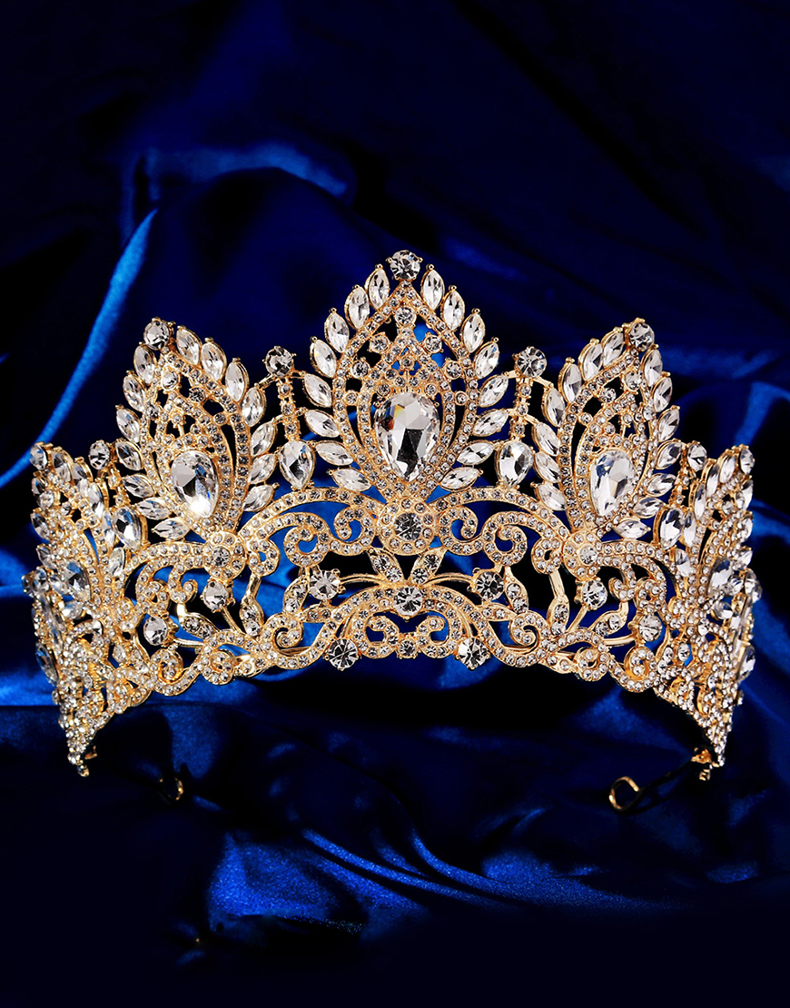 Sparkly Golden Crystal Queen Tiaras Princess Quinceanera Crown