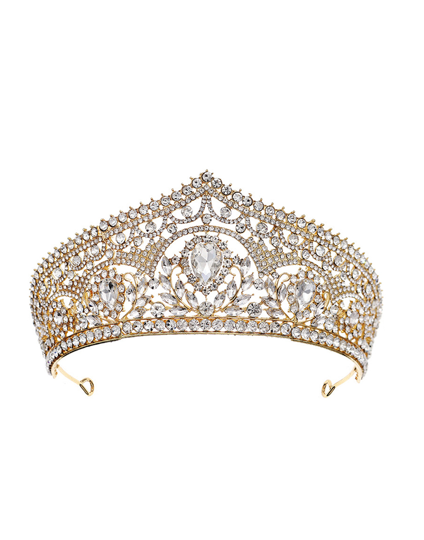 Elegant Golden Crystal Quinceanera Crown Princess Tiaras